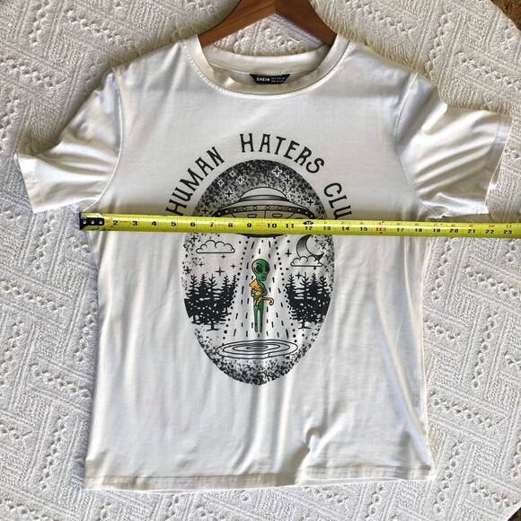 Human Haters Club Alien Cat White Graphic T-shirt Women’s Medium Avant Garde - Picture 11 of 11